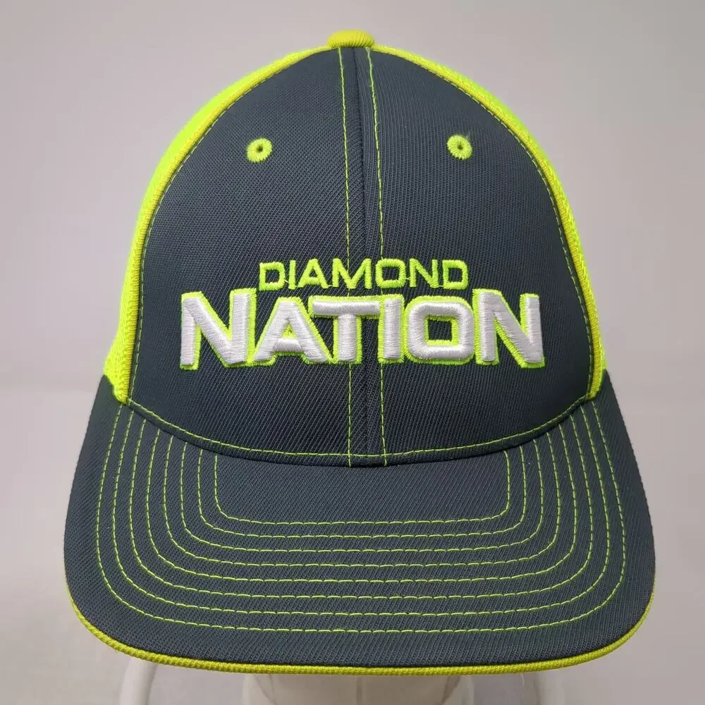 Pacific Headwear Baseball Cap Gray Yellow 7 3/8 Diamond Nation Mesh Hat 404M